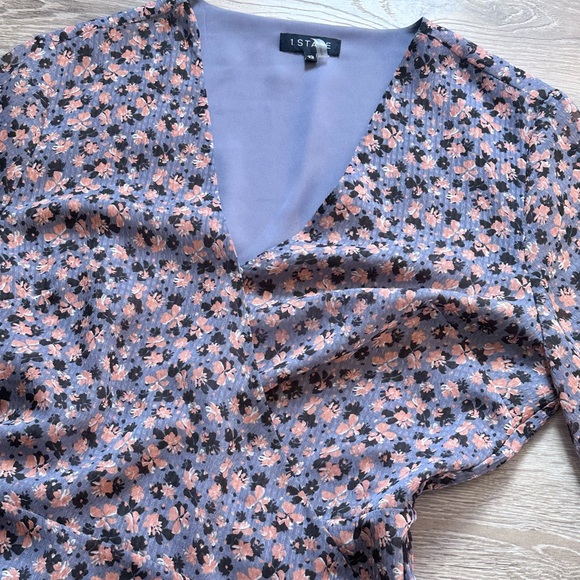 1. State Floral Ruffle Balloon Sleeve Mini Wrap Dress - Picture 9 of 16